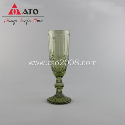 Luxury drinkware pressed wedding green glass goblets